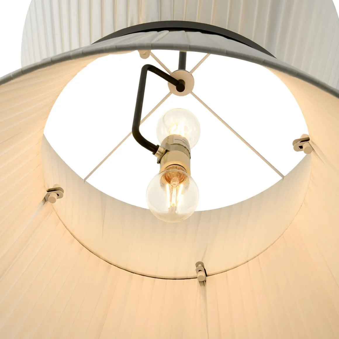 Boho 2-Tier White Fabric Tapered Drum Pendant Light