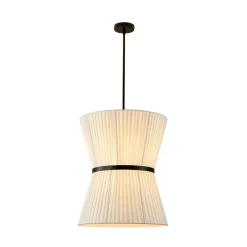 Boho 2-Tier White Fabric Tapered Drum Pendant Light