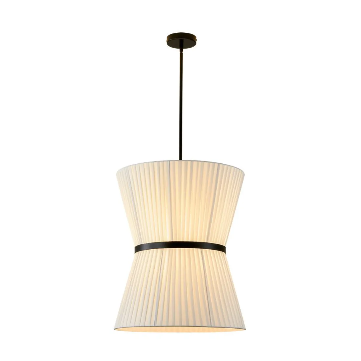 Boho 2-Tier White Fabric Tapered Drum Pendant Light