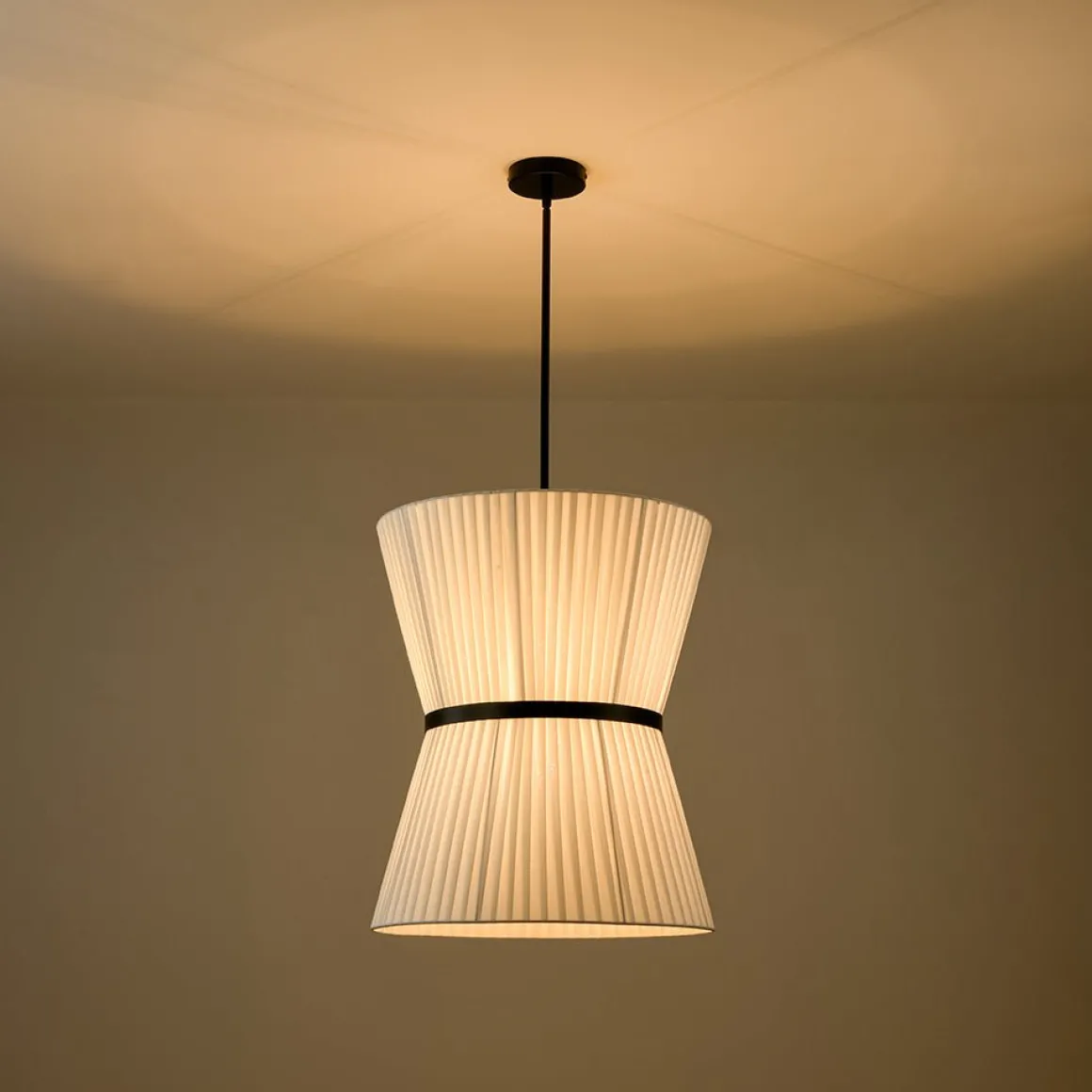Boho 2-Tier White Fabric Tapered Drum Pendant Light