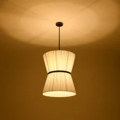 Boho 2-Tier White Fabric Tapered Drum Pendant Light