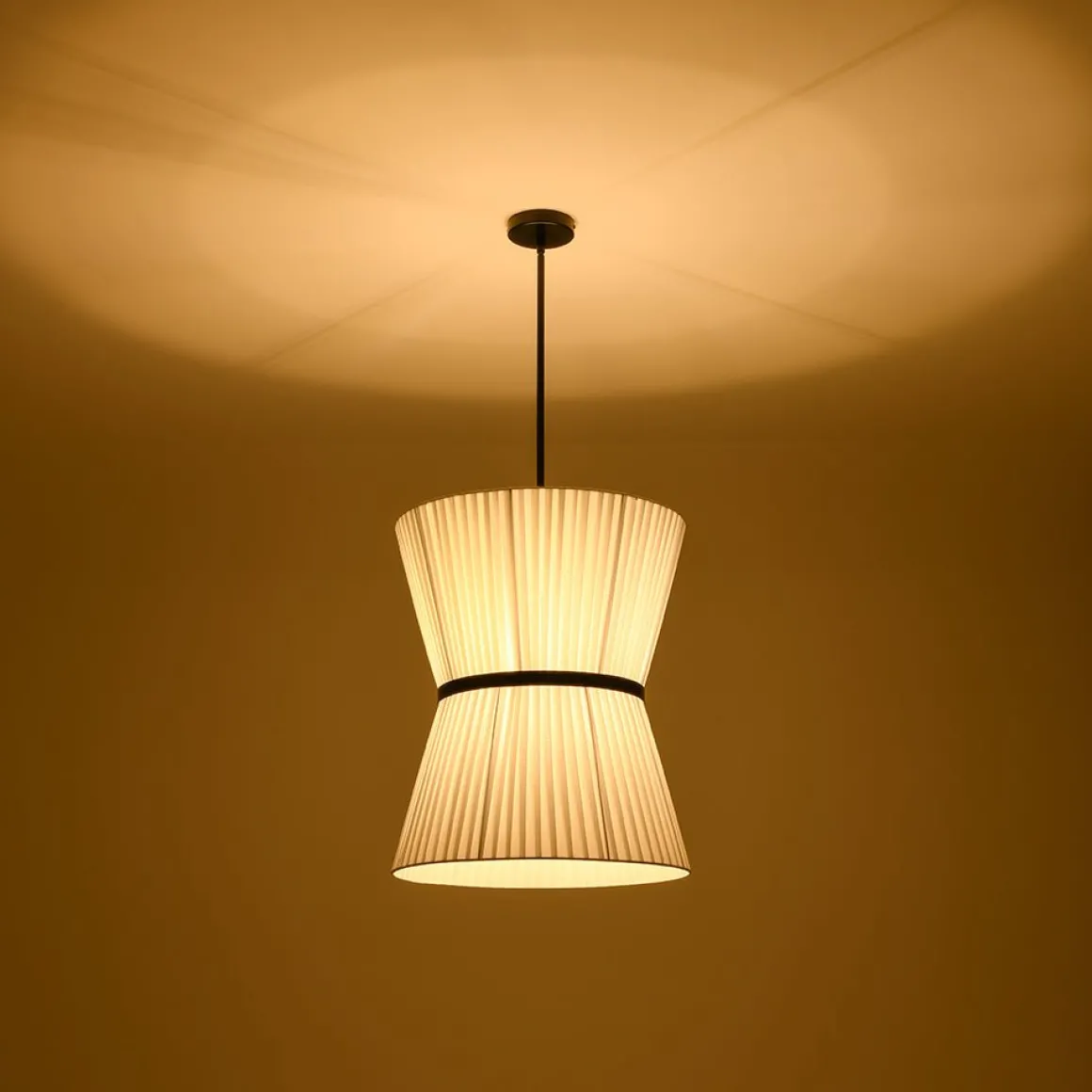 Boho 2-Tier White Fabric Tapered Drum Pendant Light