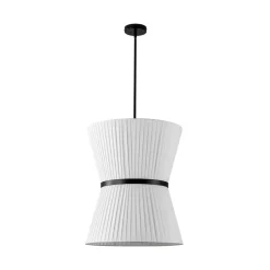 Boho 2-Tier White Fabric Tapered Drum Pendant Light