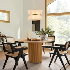 Boho 2-Tier Woven Thread Tapered Drum Pendant Light