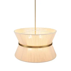 Boho 2-Tier Woven Thread Tapered Drum Pendant Light