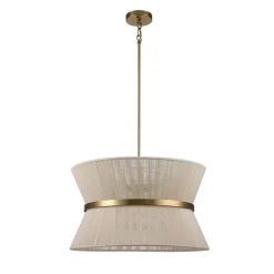 Boho 2-Tier Woven Thread Tapered Drum Pendant Light