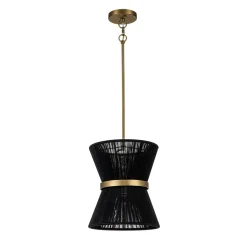Boho 2-Tier Woven Thread Tapered Drum Pendant Light