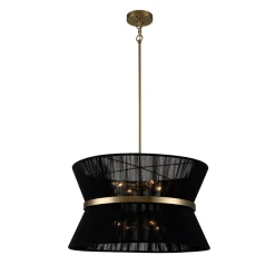 Boho 2-Tier Woven Thread Tapered Drum Pendant Light