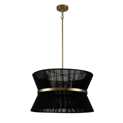 Boho 2-Tier Woven Thread Tapered Drum Pendant Light