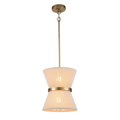 Boho 2-Tier Woven Thread Tapered Drum Pendant Light