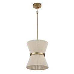 Boho 2-Tier Woven Thread Tapered Drum Pendant Light