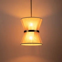 Boho 2-Tier Woven Thread Tapered Drum Pendant Light