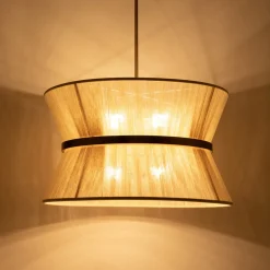 Boho 2-Tier Woven Thread Tapered Drum Pendant Light