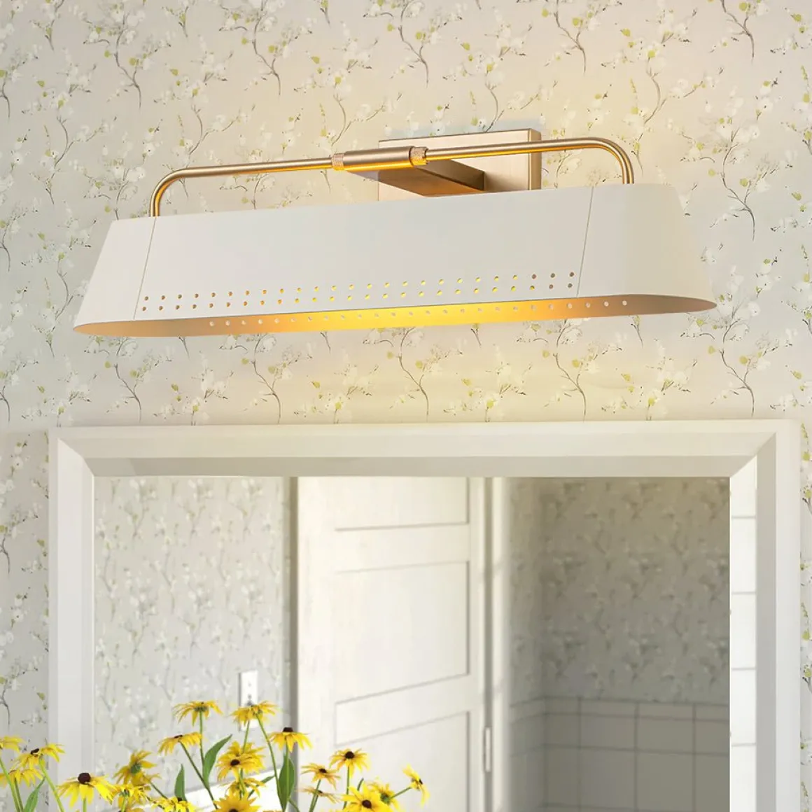Brass Beige Iron Rectangle Shade Vanity Sconce Picture Light
