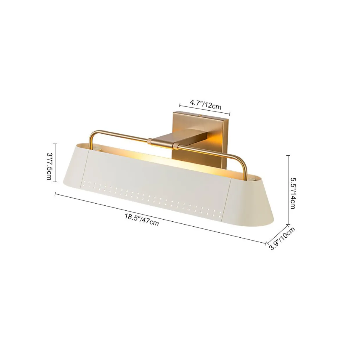 Brass Beige Iron Rectangle Shade Vanity Sconce Picture Light