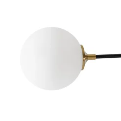 Brass Black 3-Light Frosted Glass Globe Semi Flush Mount