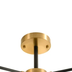 Brass Black 3-Light Frosted Glass Globe Semi Flush Mount