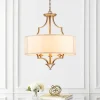 Brass Candle Style Drum Fabric Chandelier