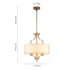 Brass Candle Style Drum Fabric Chandelier