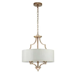 Brass Candle Style Drum Fabric Chandelier