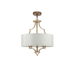 Brass Candle Style Drum Fabric Chandelier