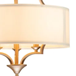 Brass Candle Style Drum Fabric Chandelier