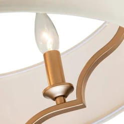Brass Candle Style Drum Fabric Chandelier