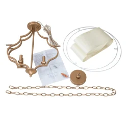 Brass Candle Style Drum Fabric Chandelier