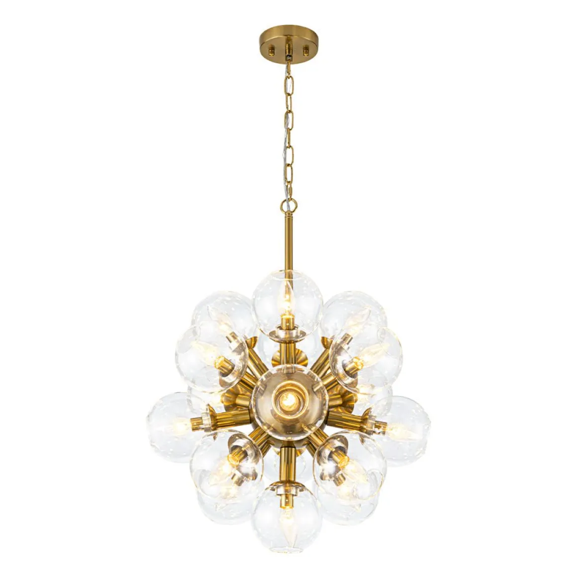 Brass Cluster Glass Globe Bubble Sphere Sputnik Chandelier