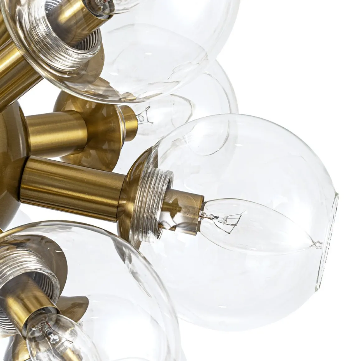 Brass Cluster Glass Globe Bubble Sphere Sputnik Chandelier