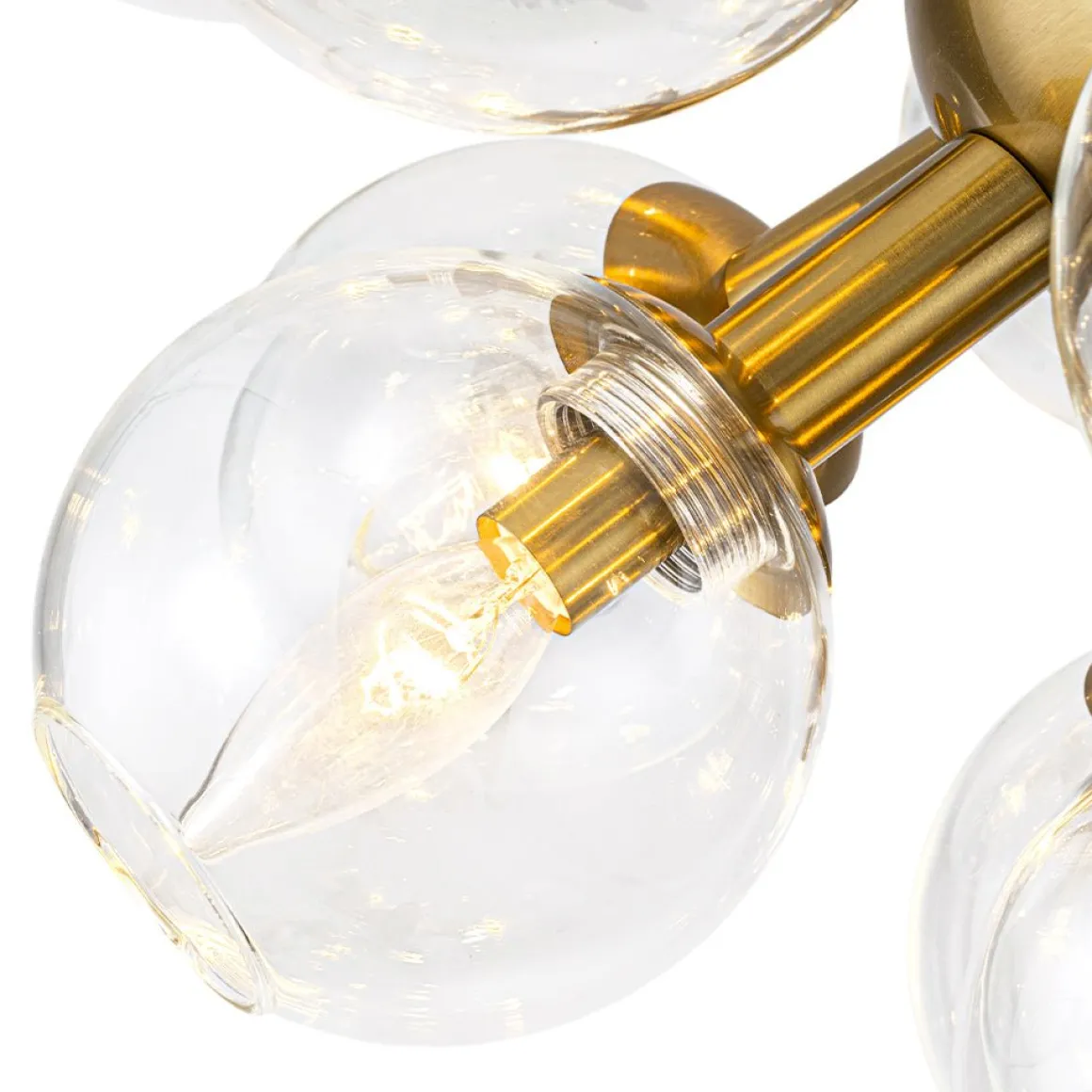 Brass Cluster Glass Globe Bubble Sphere Sputnik Chandelier