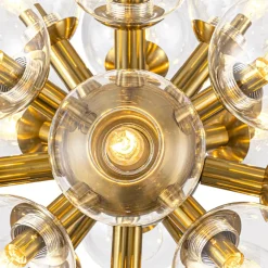 Brass Cluster Glass Globe Bubble Sphere Sputnik Chandelier