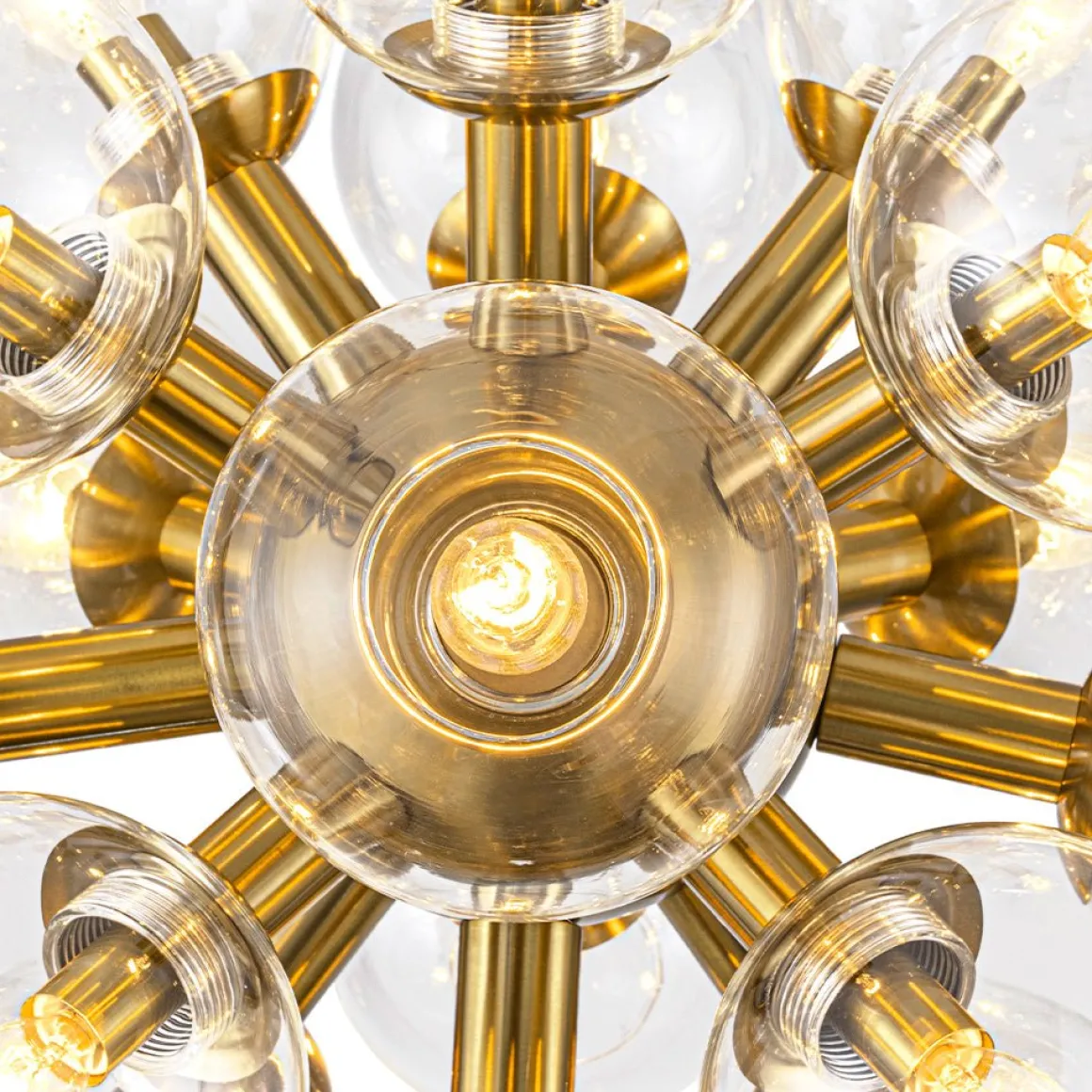 Brass Cluster Glass Globe Bubble Sphere Sputnik Chandelier