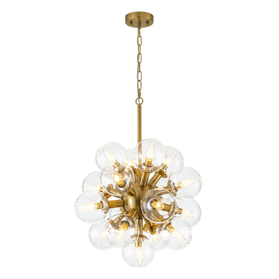 Brass Cluster Glass Globe Bubble Sphere Sputnik Chandelier