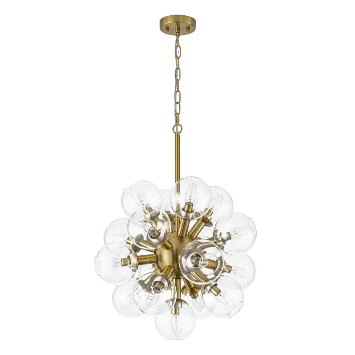 Brass Cluster Glass Globe Bubble Sphere Sputnik Chandelier