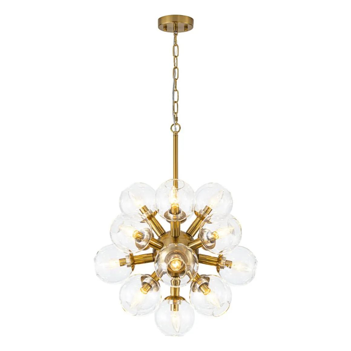 Brass Cluster Glass Globe Bubble Sphere Sputnik Chandelier