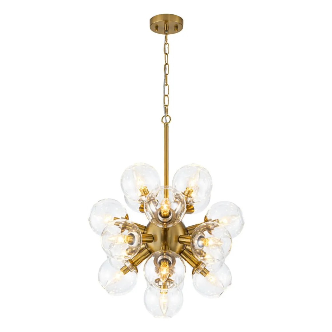 Brass Cluster Glass Globe Bubble Sphere Sputnik Chandelier