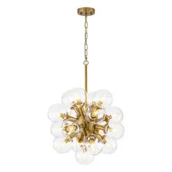 Brass Cluster Glass Globe Bubble Sphere Sputnik Chandelier