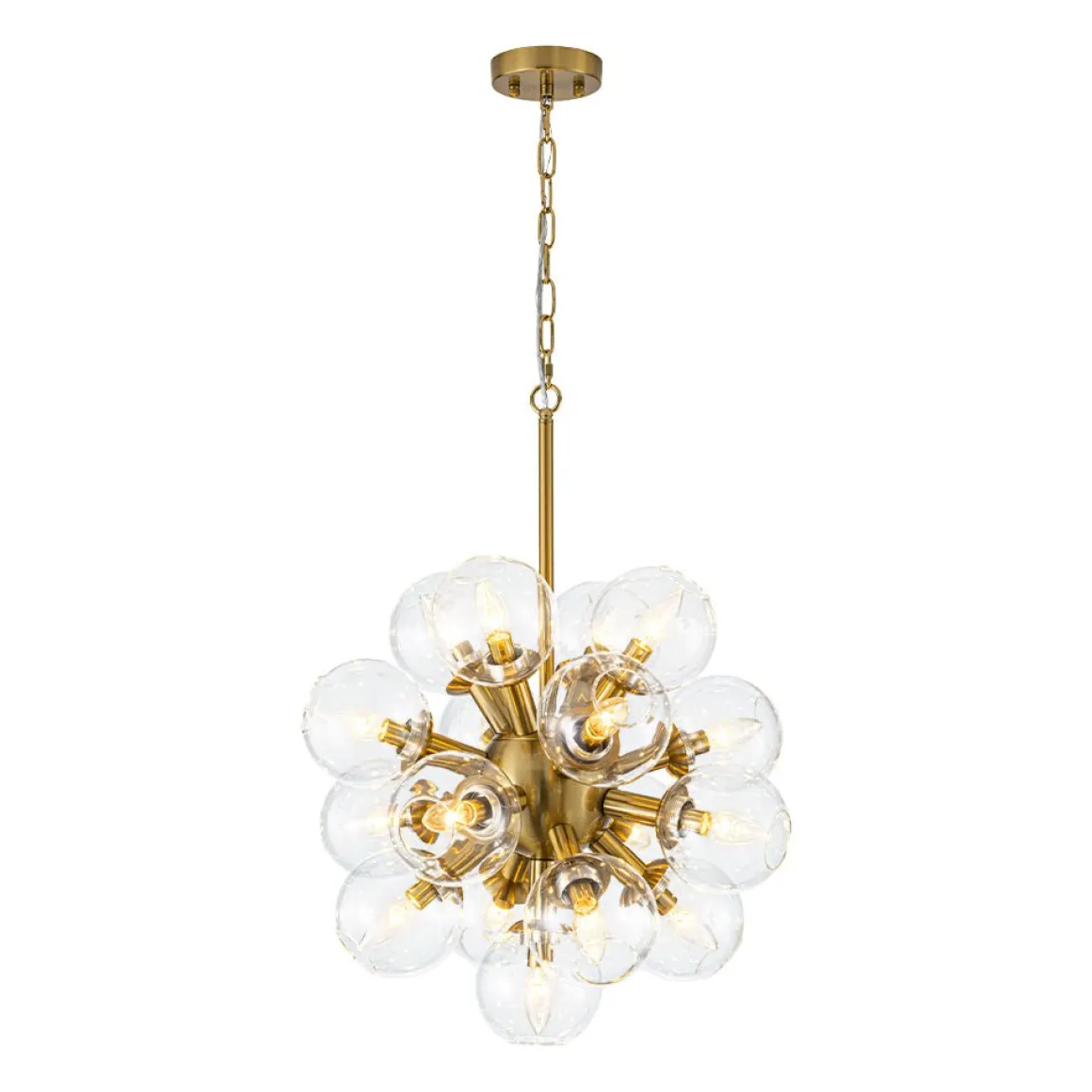 Brass Cluster Glass Globe Bubble Sphere Sputnik Chandelier
