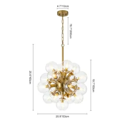 Brass Cluster Glass Globe Bubble Sphere Sputnik Chandelier