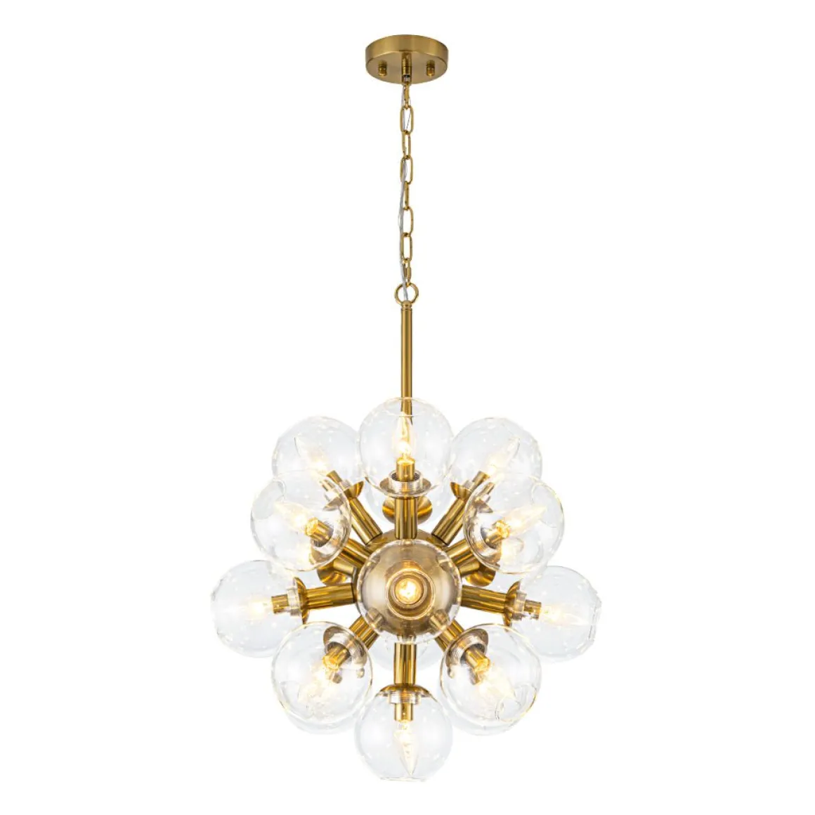 Brass Cluster Glass Globe Bubble Sphere Sputnik Chandelier