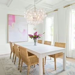 Brass Cluster Ribbed Glass Globe Bubble Chandelier