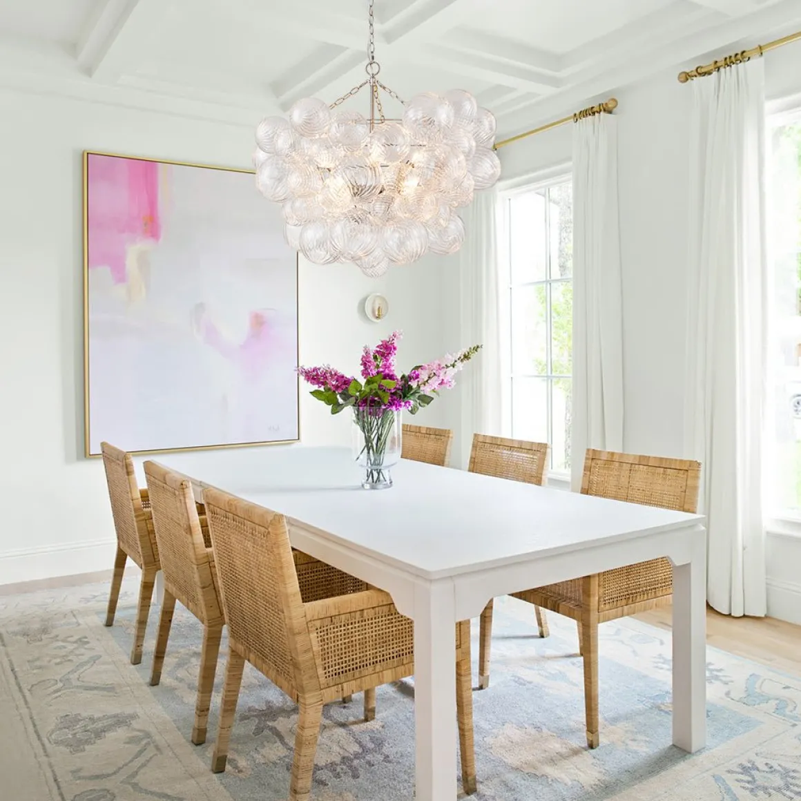 Brass Cluster Ribbed Glass Globe Bubble Chandelier