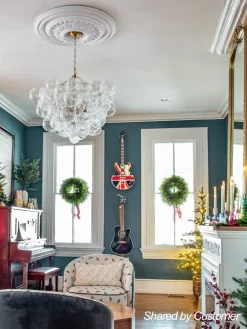 Brass Cluster Ribbed Glass Globe Bubble Chandelier