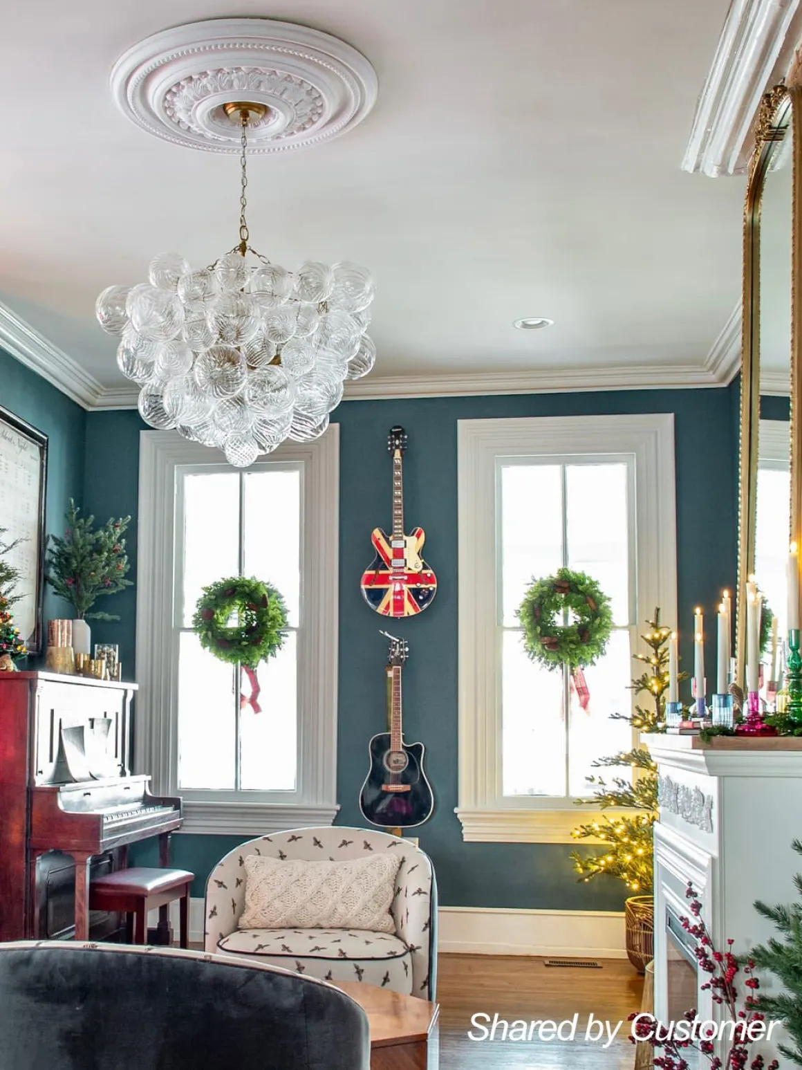 Brass Cluster Ribbed Glass Globe Bubble Chandelier