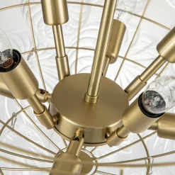 Brass Cluster Ribbed Glass Globe Bubble Chandelier
