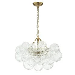 Brass Cluster Sculpture Texture Glass Globe Bubble Chandelier