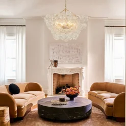 Brass Cluster Sculpture Texture Glass Globe Bubble Chandelier