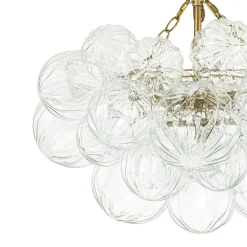 Brass Cluster Sculpture Texture Glass Globe Bubble Chandelier