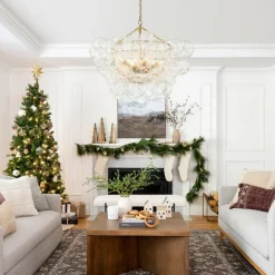 Brass Cluster Sculpture Texture Glass Globe Bubble Chandelier